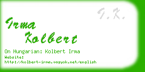 irma kolbert business card